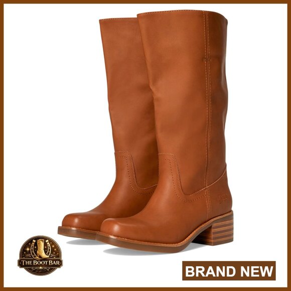 Wide Calf Mid-Calf Boots Block Heel Square Toe Pull-On Equestrian Style